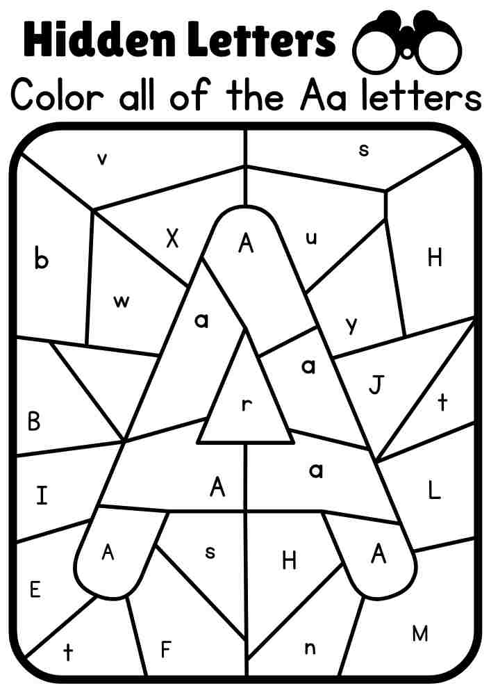 Find the Hidden Letter Aa. Interactive Coloring Activity. Color Online or Download the PDF